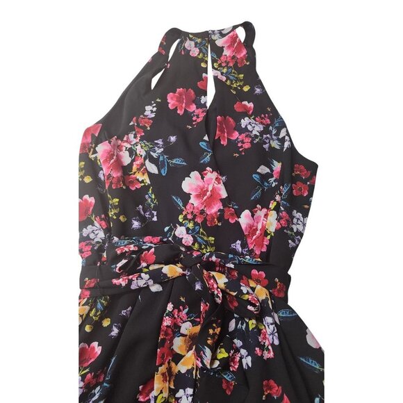 Express Dark Floral Belted Romper - Picture 7 of 15